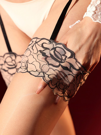 ストッキング レディース ホワイト Tストラップ レースストッキング ハイウエスト ボディストッキング ガーターセット 虹色光沢 超薄手 サイハイ