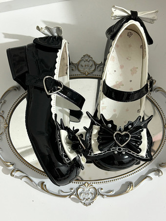 Scarpe Lolita dolci tacchi a spillo in pelle PU con fiocchi blu cielo chiaro