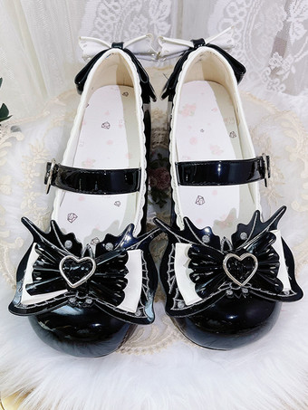 Scarpe Lolita dolci tacchi a spillo in pelle PU con fiocchi blu cielo chiaro