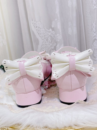 Scarpe Lolita dolci tacchi a spillo in pelle PU con fiocchi blu cielo chiaro