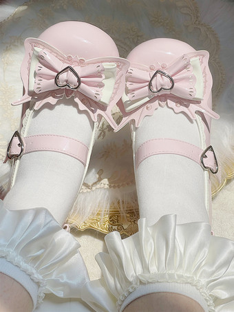 RosaScarpe Lolita dolci tacchi a spillo in pelle PU con fiocchi blu cielo chiaro