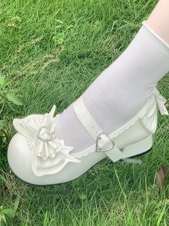 Scarpe Lolita dolci tacchi a spillo in pelle PU con fiocchi blu cielo chiaro