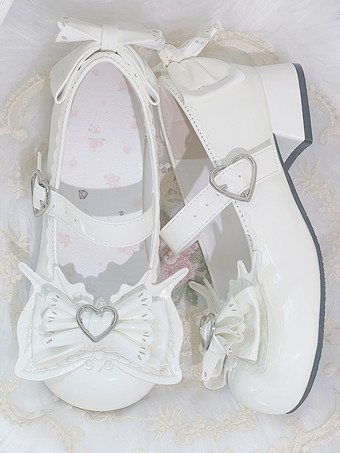 Scarpe Lolita dolci tacchi a spillo in pelle PU con fiocchi blu cielo chiaro