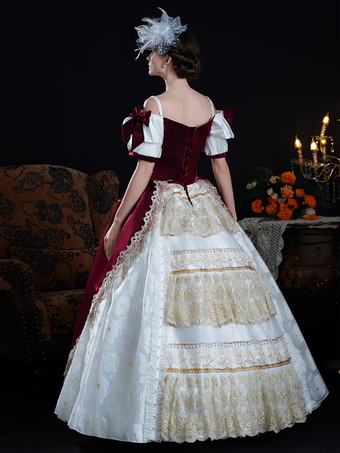 バロック調レディースドレス ヴィンテージ シャンパンレース 半袖ドレス