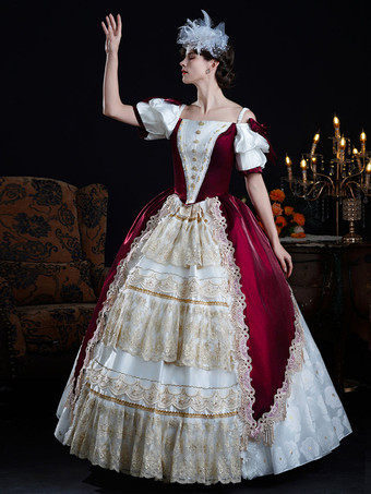 バロック調レディースドレス ヴィンテージ シャンパンレース 半袖ドレス