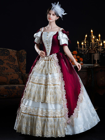 バロック調レディースドレス ヴィンテージ シャンパンレース 半袖ドレス