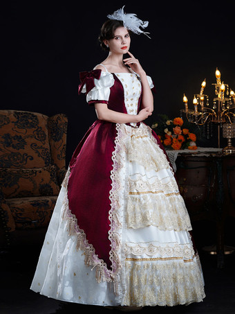 バロック調レディースドレス ヴィンテージ シャンパンレース 半袖ドレス