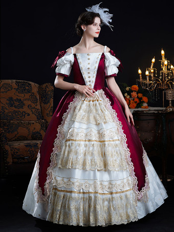 シャンパンカラーバロック調レディースドレス ヴィンテージ シャンパンレース 半袖ドレス