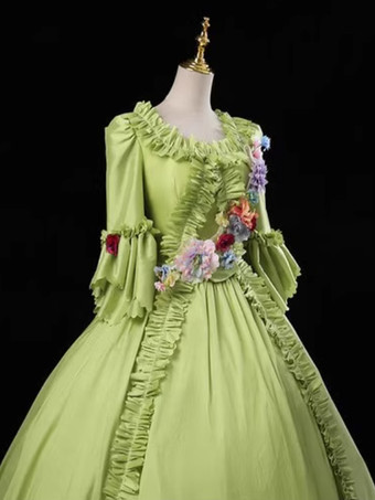 ロココ調レディースドレス ヴィンテージ 長袖 フリル ボールガウン