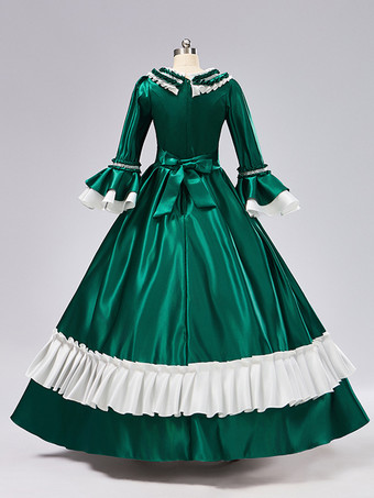 ロココ調レディースドレス ヴィンテージ 長袖 ツートン フリル ボールガウン