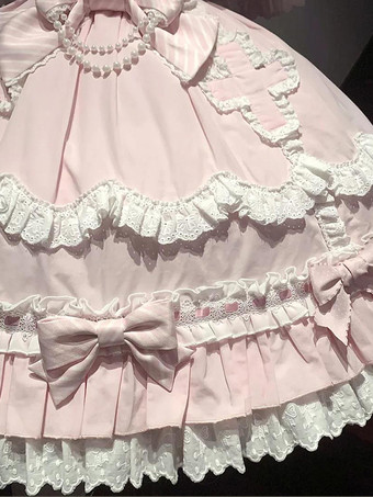 Set Sweet Lolita con volant rosa fiocchi mantello e abito