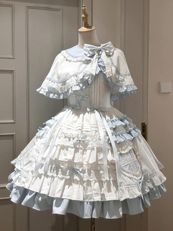 ブルー スイートロリータセット ブルーフリルケープドレスセット