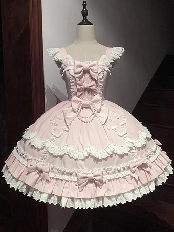 Set Sweet Lolita con volant rosa fiocchi mantello e abito