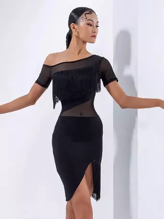short black dance dress One Dance Black Long Sleeve Mini Dress - US 0
