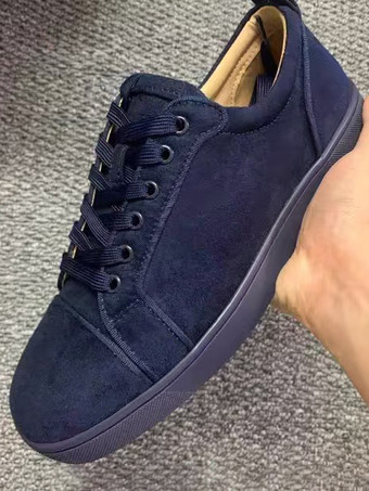 ディープブルーメンズ ブラック スニーカー ラウンドトゥ レースアップ スケートスニーカー