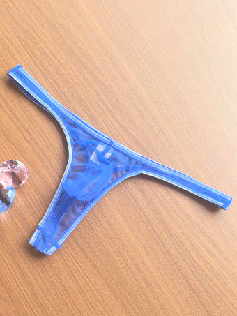 ロイヤルブルーメンズランジェリー 下着 セクシーパンティー ブラック シースルーTバック