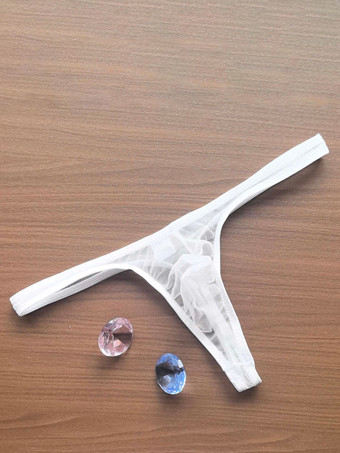 ホワイト メンズランジェリー 下着 セクシーパンティー ブラック シースルーTバック