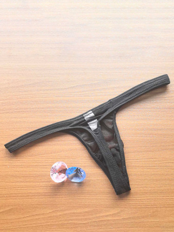 ブラック メンズランジェリー 下着 セクシーパンティー ブラック シースルーTバック