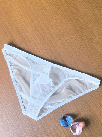 ホワイト メンズランジェリー セクシーショーツ 透明ホワイト シースルーTバック