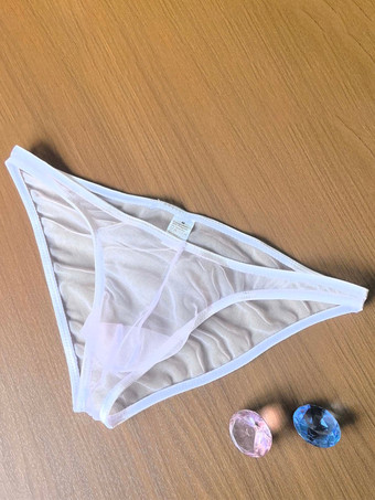 ピンクメンズランジェリー セクシーショーツ 透明ホワイト シースルーTバック