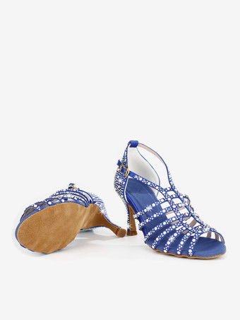 サテン社交ダンスシューズ パール オープントゥ ハイヒール ラテンダンスシューズ