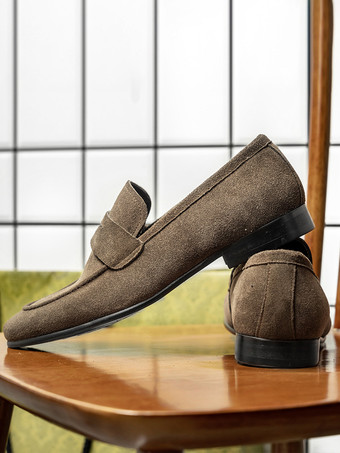 メンズ スリッポン ローファー スエードレザー ラウンドトゥ カジュアル ペニーローファー