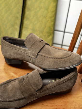 メンズ スリッポン ローファー スエードレザー ラウンドトゥ カジュアル ペニーローファー
