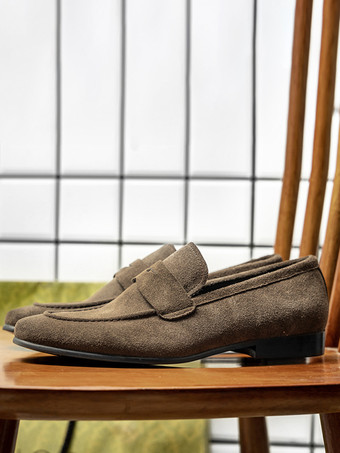 メンズ スリッポン ローファー スエードレザー ラウンドトゥ カジュアル ペニーローファー