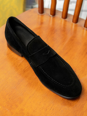 メンズ スリッポン ローファー スエードレザー ラウンドトゥ カジュアル ペニーローファー