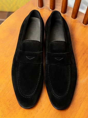 メンズ スリッポン ローファー スエードレザー ラウンドトゥ カジュアル ペニーローファー