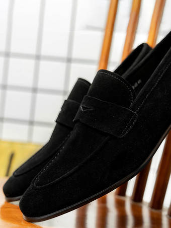 メンズ スリッポン ローファー スエードレザー ラウンドトゥ カジュアル ペニーローファー