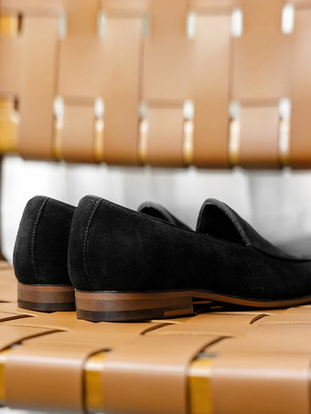 メンズ ドレスローファー スエードレザー ラウンドトゥ スリップオン フォーマルシューズ