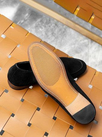 メンズ ドレスローファー スエードレザー ラウンドトゥ スリップオン フォーマルシューズ