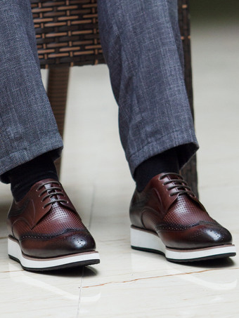 メンズ ブローグシューズ ラウンドトゥ 本革 ラウンドトゥ レースアップ ウィングチップシューズ