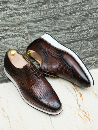 メンズ ブローグシューズ ラウンドトゥ 本革 ラウンドトゥ レースアップ ウィングチップシューズ