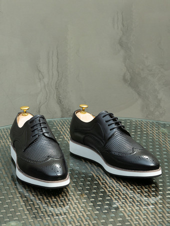 メンズ ブローグシューズ ラウンドトゥ 本革 ラウンドトゥ レースアップ ウィングチップシューズ