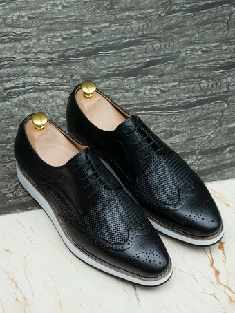 メンズ ブローグシューズ ラウンドトゥ 本革 ラウンドトゥ レースアップ ウィングチップシューズ