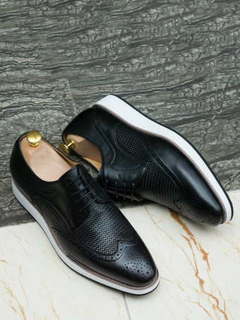 メンズ ブローグシューズ ラウンドトゥ 本革 ラウンドトゥ レースアップ ウィングチップシューズ