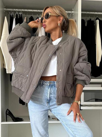 オーバーサイズ ブラック キルティング ボンバージャケット パッド入り ストリートウェア コート レディース 2026