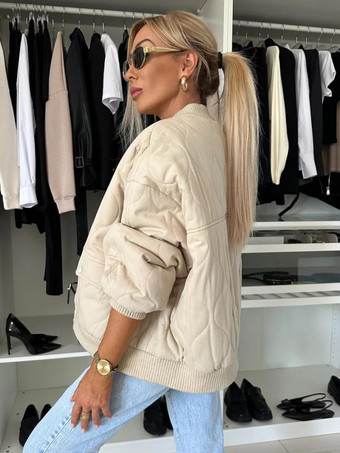 オーバーサイズ ブラック キルティング ボンバージャケット パッド入り ストリートウェア コート レディース 2026