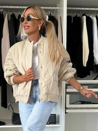 カーキ オーバーサイズ ブラック キルティング ボンバージャケット パッド入り ストリートウェア コート レディース 2026