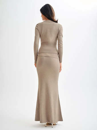 リブニット ハイウエスト ボディコン マキシスカート レディース 2026