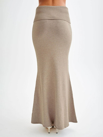 リブニット ハイウエスト ボディコン マキシスカート レディース 2026