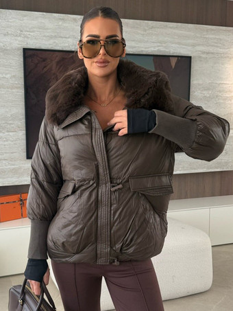 Cotton-padded Jacket Faux Fur Collar Warm Winter Coat For Women 2026