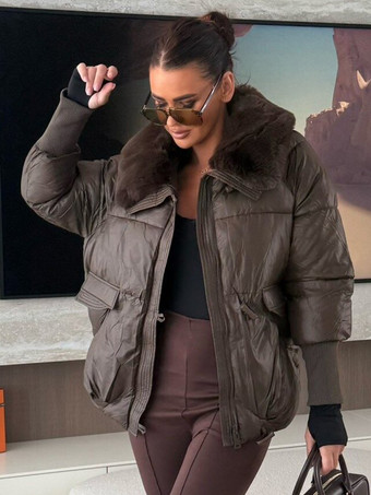 Cotton-padded Jacket Faux Fur Collar Warm Winter Coat For Women 2026