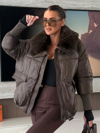 Cotton-padded Jacket Faux Fur Collar Warm Winter Coat For Women 2026