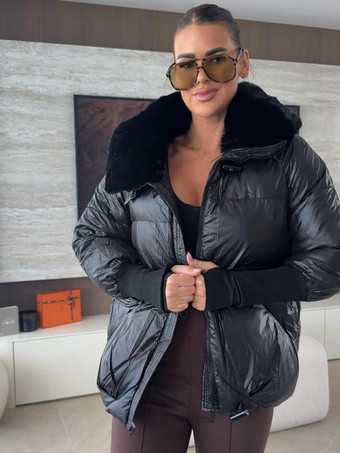 Cotton-padded Jacket Faux Fur Collar Warm Winter Coat For Women 2026