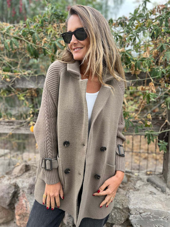 セージグリーンニットスリーブパッチワークブレザー（レディース）2026