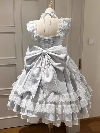 Light Sky Blue Hime Lolita Dress Lace Ruffles JSK Sweet Lolita Dress