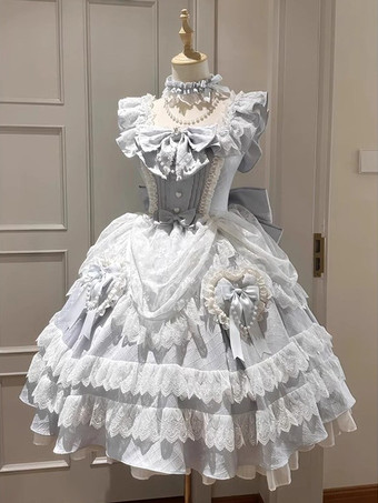 Light Sky BlueLight Sky Blue Hime Lolita Dress Lace Ruffles JSK Sweet Lolita Dress